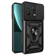 Xiaomi 13 Pro Hoesje, MobyDefend Pantsercase Met Draaibare Ring, Zwart