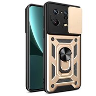 Xiaomi 13 Pro Hoesje, MobyDefend Pantsercase Met Draaibare Ring, Goud