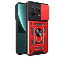 Xiaomi 13 Pro Hoesje, MobyDefend Pantsercase Met Draaibare Ring, Rood