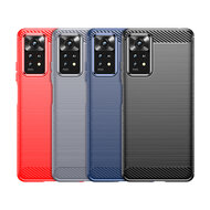 Xiaomi Redmi Note 12 Pro 4G Hoesje, MobyDefend TPU Gelcase, Geborsteld Metaal + Carbonlook, Zwart