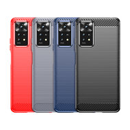 Xiaomi Redmi Note 12 Pro 4G Hoesje - MobyDefend TPU Backcover - Geborstelde Metaal &amp; Carbon-Look - Blauw