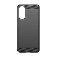 Oppo A78 (5G) Hoesje - MobyDefend TPU Backcover - Geborstelde Metaal &amp; Carbon-Look - Blauw