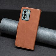 Nokia G22 Hoesje, MobyDefend Wallet Book Case Met Koord, Bruin