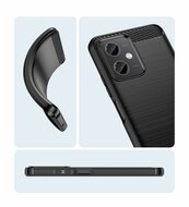 Xiaomi Redmi Note 12 5G Hoesje - MobyDefend TPU Backcover - Geborstelde Metaal &amp; Carbon-Look - Zwart