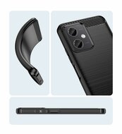 Xiaomi Redmi Note 12 5G Hoesje, MobyDefend TPU Gelcase, Geborsteld Metaal + Carbonlook, Rood