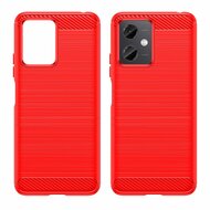 Xiaomi Redmi Note 12 5G Hoesje, MobyDefend TPU Gelcase, Geborsteld Metaal + Carbonlook, Rood