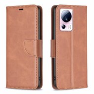 Xiaomi 13 Lite Hoesje, MobyDefend Wallet Book Case Met Koord, Bruin