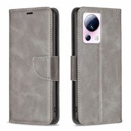 Xiaomi 13 Lite Hoesje, MobyDefend Wallet Book Case Met Koord, Grijs