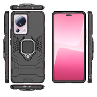 Xiaomi 13 Lite Hoesje - MobyDefend Dubbelgelaagde Pantsercase Met Standaard - Zwart