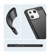 Xiaomi 13 Hoesje - MobyDefend TPU Backcover - Geborstelde Metaal &amp; Carbon-Look - Rood