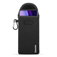 Hoesje voor Motorola Edge 40, MobyDefend Neopreen Pouch Met Karabijnhaak, Insteekhoesje, Riemlus Hoesje, Zwart