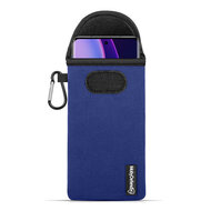 Hoesje voor Motorola Edge 40, MobyDefend Neopreen Pouch Met Karabijnhaak, Insteekhoesje, Riemlus Hoesje, Blauw