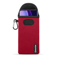Hoesje voor Motorola Edge 40 - MobyDefend Neopreen Pouch Met Karabijnhaak - Insteekhoesje - Riemlus Hoesje - Rood