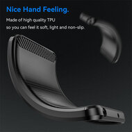 Motorola Edge 40 Pro Hoesje - MobyDefend TPU Backcover - Geborstelde Metaal &amp; Carbon-Look - Zwart