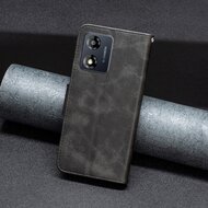 Motorola Moto E13 Hoesje, MobyDefend Wallet Book Case Met Koord, Zwart