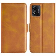 Motorola Moto E13 Hoesje, MobyDefend Luxe Wallet Book Case (Sluiting Zijkant), LichtBruin