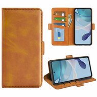 Motorola Moto G53 Hoesje, MobyDefend Luxe Wallet Book Case (Sluiting Zijkant), Lichtbruin
