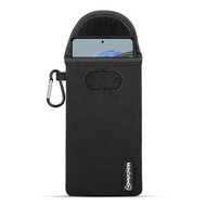 Hoesje voor Xiaomi Redmi Note 12 Pro 4G - MobyDefend Neopreen Pouch Met Karabijnhaak - Insteekhoesje - Riemlus Hoesje - Zwart