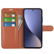 Xiaomi 13 Hoesje, MobyDefend Kunstleren Wallet Book Case (Sluiting Voorkant), Bruin