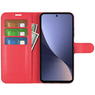 Xiaomi 13 Hoesje, MobyDefend Kunstleren Wallet Book Case (Sluiting Voorkant), Rood