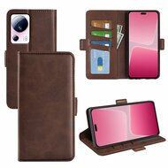 Xiaomi 13 Lite Hoesje, MobyDefend Luxe Wallet Book Case (Sluiting Zijkant), Bruin