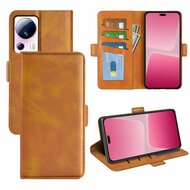 Xiaomi 13 Lite Hoesje, MobyDefend Luxe Wallet Book Case (Sluiting Zijkant), Lichtbruin