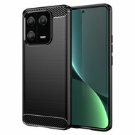 Xiaomi 13 Pro Hoesje, MobyDefend TPU Gelcase, Geborsteld Metaal + Carbonlook, Zwart