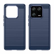 Xiaomi 13 Pro Hoesje, MobyDefend TPU Gelcase, Geborsteld Metaal + Carbonlook, Blauw