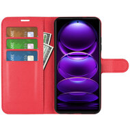 Xiaomi Redmi Note 12 Pro Plus 5G Hoesje, MobyDefend Kunstleren Wallet Book Case (Sluiting Voorkant), Rood