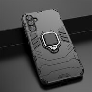 Samsung Galaxy A34 Hoesje - MobyDefend Dubbelgelaagde Pantsercase Met Standaard - Zwart