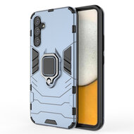 Samsung Galaxy A34 Hoesje - MobyDefend Dubbelgelaagde Pantsercase Met Standaard - Blauw