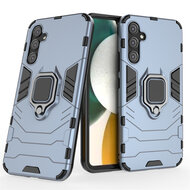 Samsung Galaxy A34 Hoesje - MobyDefend Dubbelgelaagde Pantsercase Met Standaard - Blauw