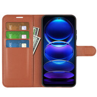 Xiaomi Redmi Note 12 5G Hoesje - MobyDefend Kunstleren Wallet Book Case (Sluiting Voorkant) - Bruin