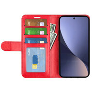 Xiaomi 13 Hoesje, MobyDefend Wallet Book Case (Sluiting Achterkant), Rood