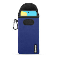 Hoesje voor Oppo A98, MobyDefend Neopreen Pouch Met Karabijnhaak, Insteekhoesje, Riemlus Hoesje, Blauw