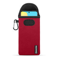 Hoesje voor Oppo A98, MobyDefend Neopreen Pouch Met Karabijnhaak, Insteekhoesje, Riemlus Hoesje, Rood