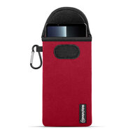 Hoesje voor Sony Xperia 1 V - MobyDefend Neopreen Pouch Met Karabijnhaak - Insteekhoesje - Riemlus Hoesje - Rood