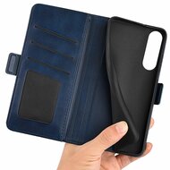 Sony Xperia 1 V Hoesje - MobyDefend Luxe Wallet Book Case (Sluiting Zijkant) - Blauw