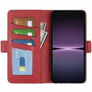 Sony Xperia 1 V Hoesje, MobyDefend Luxe Wallet Book Case (Sluiting Zijkant), Rood