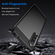 Sony Xperia 10 V Hoesje - MobyDefend TPU Backcover - Geborstelde Metaal &amp; Carbon-Look - Zwart