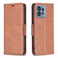 Motorola Edge 40 Pro Hoesje - MobyDefend Wallet Book Case Met Koord - Bruin