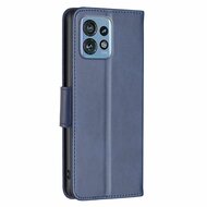 Motorola Edge 40 Pro Hoesje, MobyDefend Wallet Book Case Met Koord, Blauw