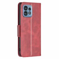 Motorola Edge 40 Pro Hoesje, MobyDefend Wallet Book Case Met Koord, Rood