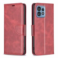 Motorola Edge 40 Pro Hoesje, MobyDefend Wallet Book Case Met Koord, Rood