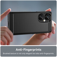 OnePlus Nord CE 3 Lite Hoesje - MobyDefend TPU Backcover - Geborstelde Metaal &amp; Carbon-Look - Zwart
