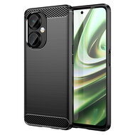 OnePlus Nord CE 3 Lite Hoesje - MobyDefend TPU Backcover - Geborstelde Metaal &amp; Carbon-Look - Zwart