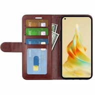 Oppo Reno8 T Hoesje, MobyDefend Wallet Book Case (Sluiting Achterkant), Bruin