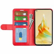 Oppo Reno8 T Hoesje - MobyDefend Wallet Book Case (Sluiting Achterkant) - Rood