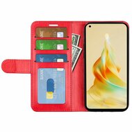 Oppo Reno8 T Hoesje, MobyDefend Wallet Book Case (Sluiting Achterkant), Rood