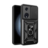 Oppo Reno8 T Hoesje, MobyDefend Pantsercase Met Draaibare Ring, Zwart